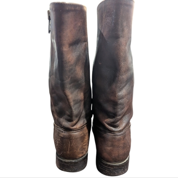 FRYE Women's Brown Leather Snub Nosed Zip Up Boots - Size 6.5 M - Picture 4 of 16